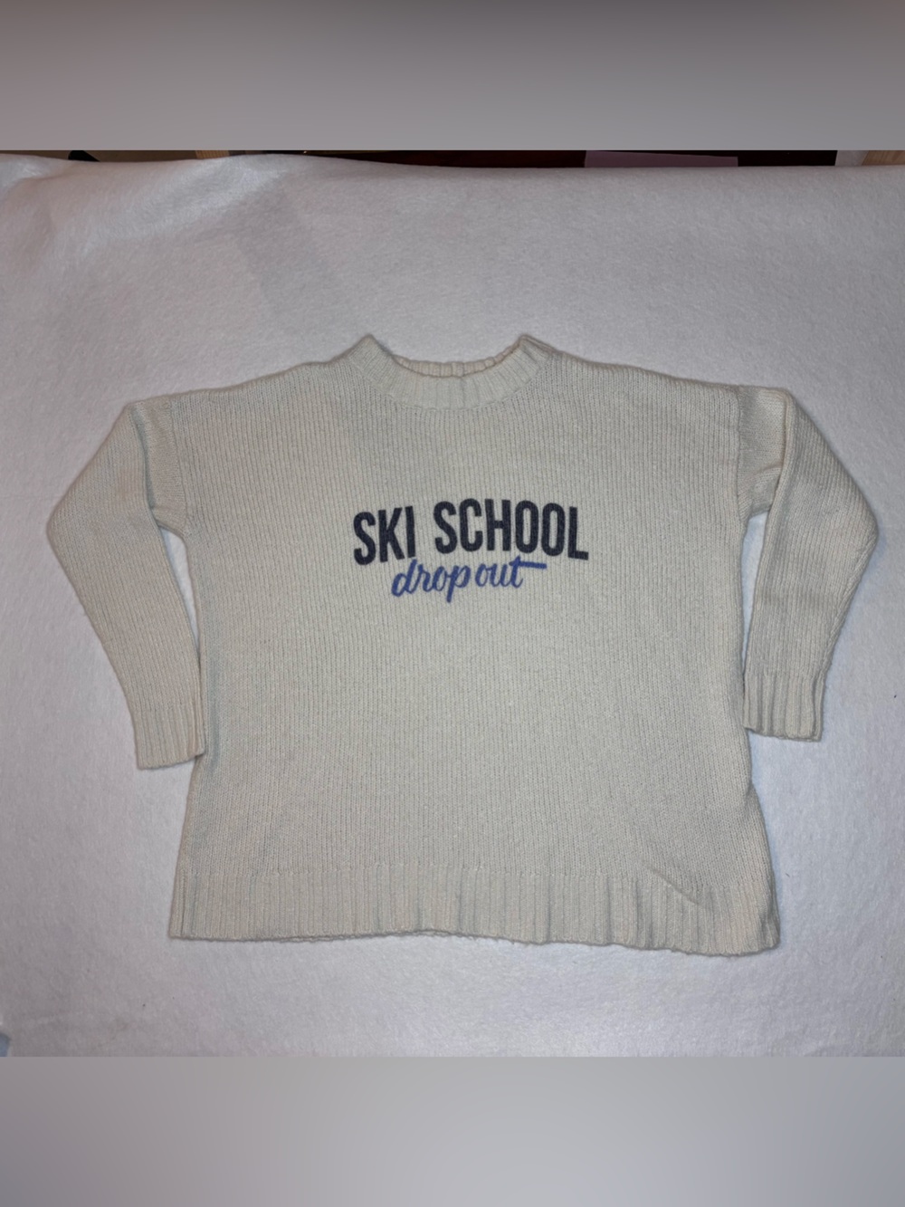 aerie Cream 'Ski School' Dropout Pullover Sweater Woman’s XS